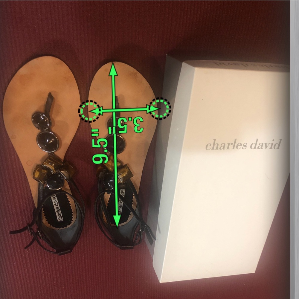 Preowned Charles David GLINT black leather sandals
